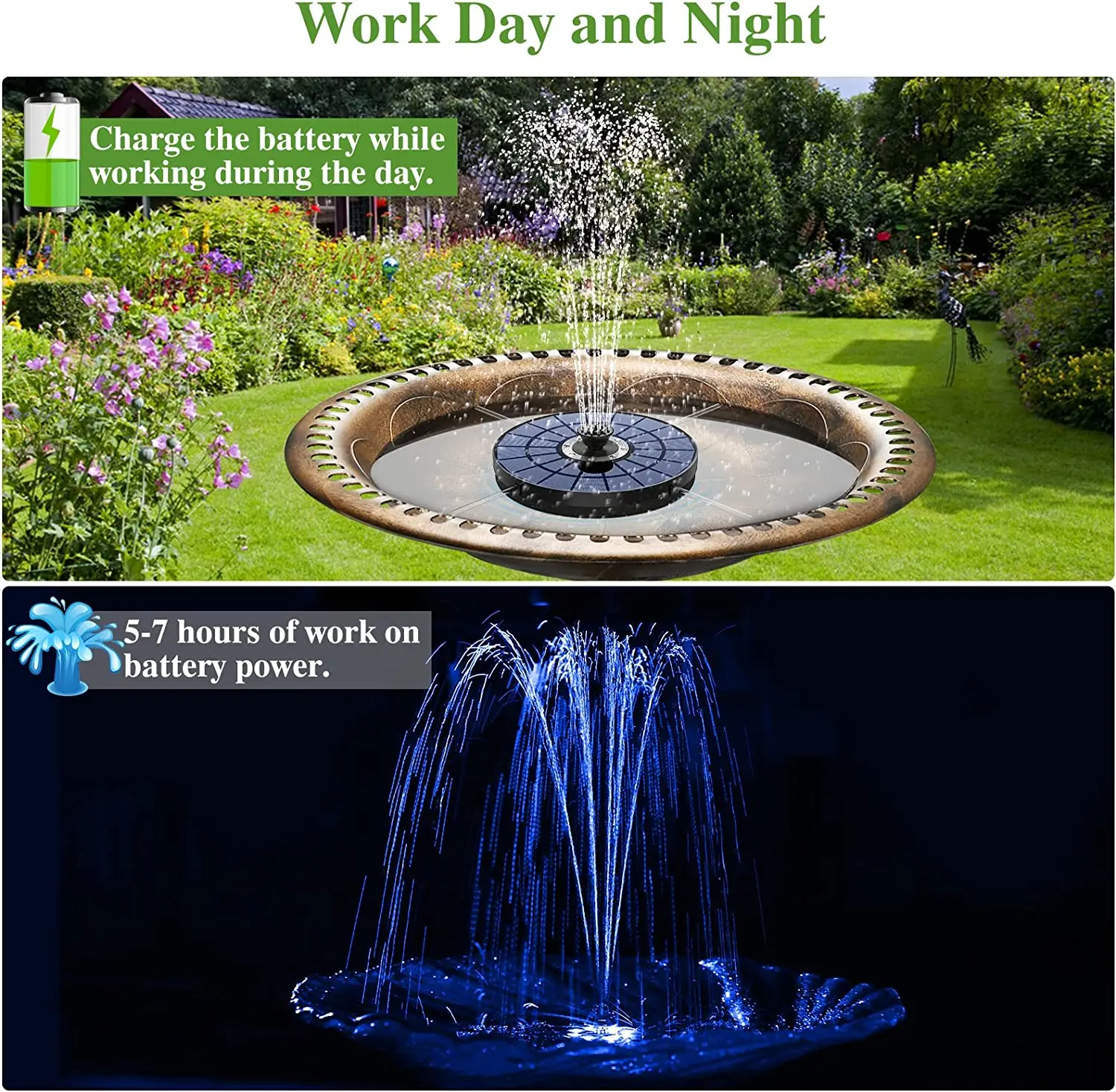Outdoor Swimming Pool RGB Fountain Home Decorative Indoor Waterfall Wall Solar Water Garden Fountain