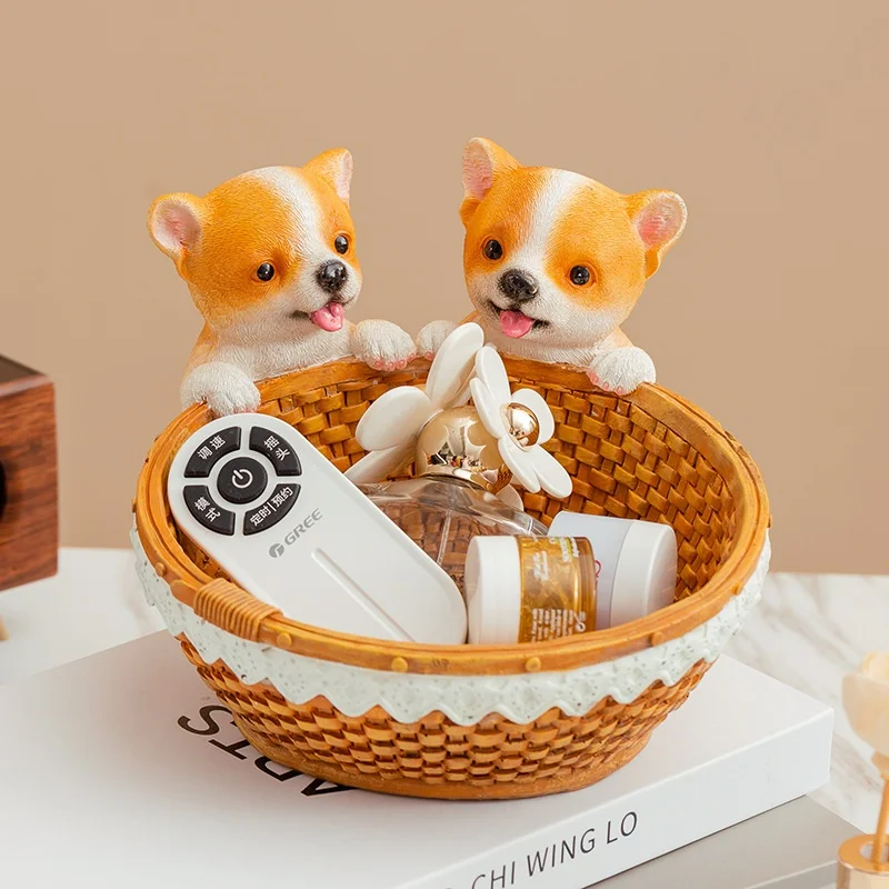 European Style Creative Resin Dog Storage Ornaments for Entrance Key Door Shoe Cabinet Living Room TV Cabinet Decorations