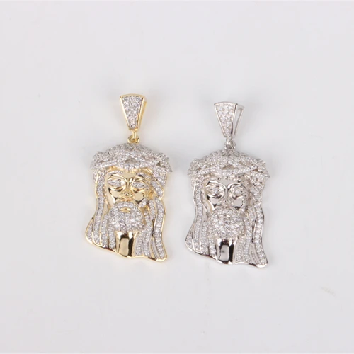 
 Хип-хоп кулон ювелирные изделия Иисус Лицо Кулон Серебро 925 cz микро проложить  