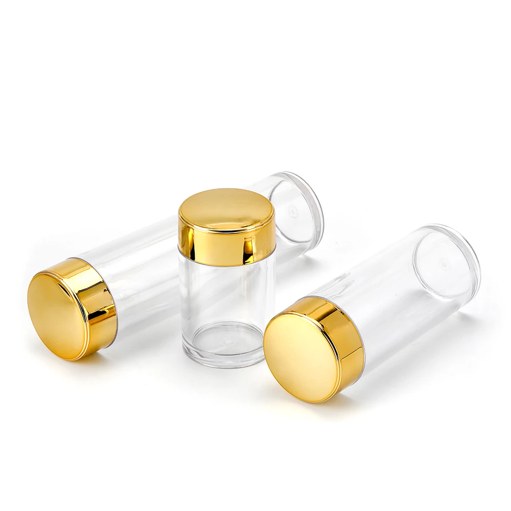50ml 100ml 140ml single layer wide mouth transparent gold cover skin care essence capsule packaging container empty plastic jar