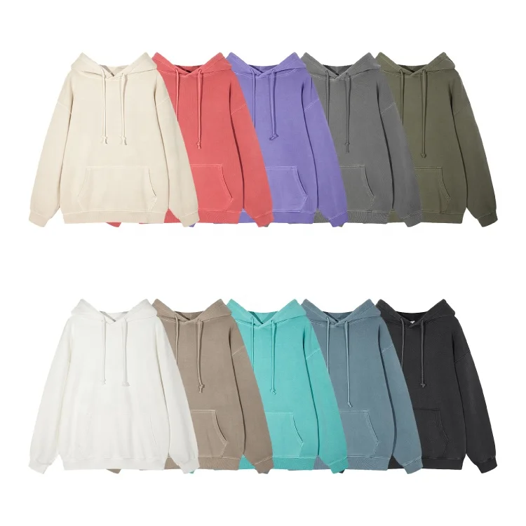 Men oversized 100% cotton heavyweight stone washed hoodie drop shoulder unisex plain hoodies in bulk