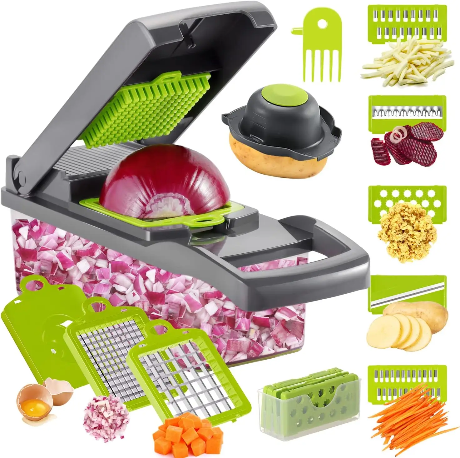 kitchen multi 14 In 1 manual fruit vegetable cutter potatoes peeler onion dicer veggie slicer vegetable chopper