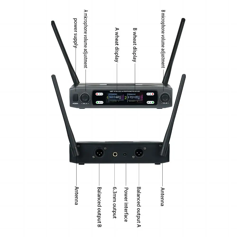 Высококлассная Профессиональная Беспроводная микрофонная система UHF 2 ручных микрофона микрофон OEM Динамический Ручной Двойной