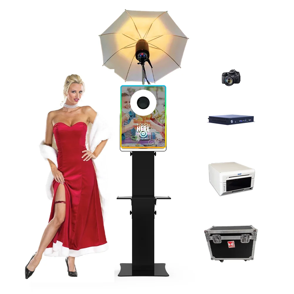 2025 Latest Trending 13.3 Mirror Photobooth Dslr Photo Booth Machine with Printer Shelf Selfie Photo Booth Machine