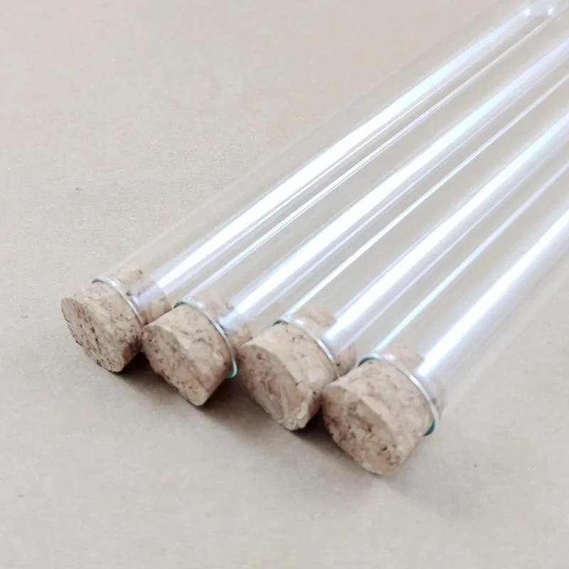 Factory Wholesale High Quality Round Bottom Test Tube with Cork/Glass Test Tube/Test Tube Glass with Wood Lid for Test Lab