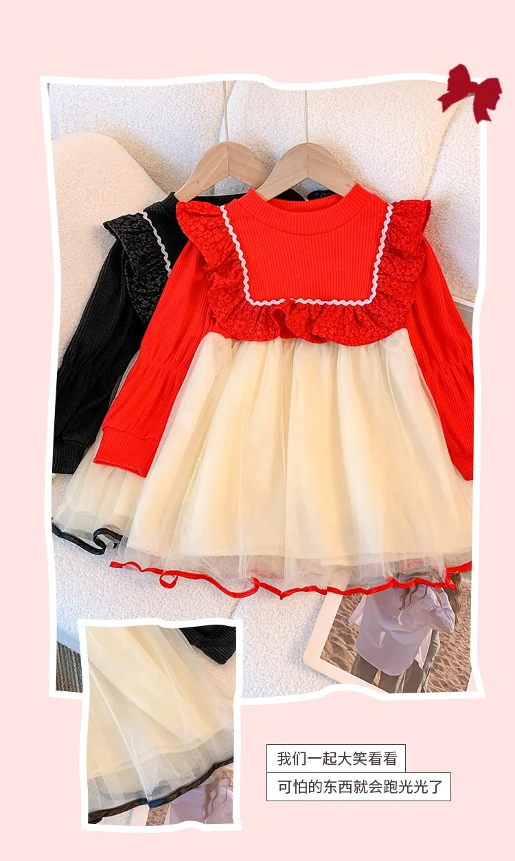 Wholesale Winter Baby Girls Dresses Children Long Sleeve Clothes Boutique Frocks Princess Dress