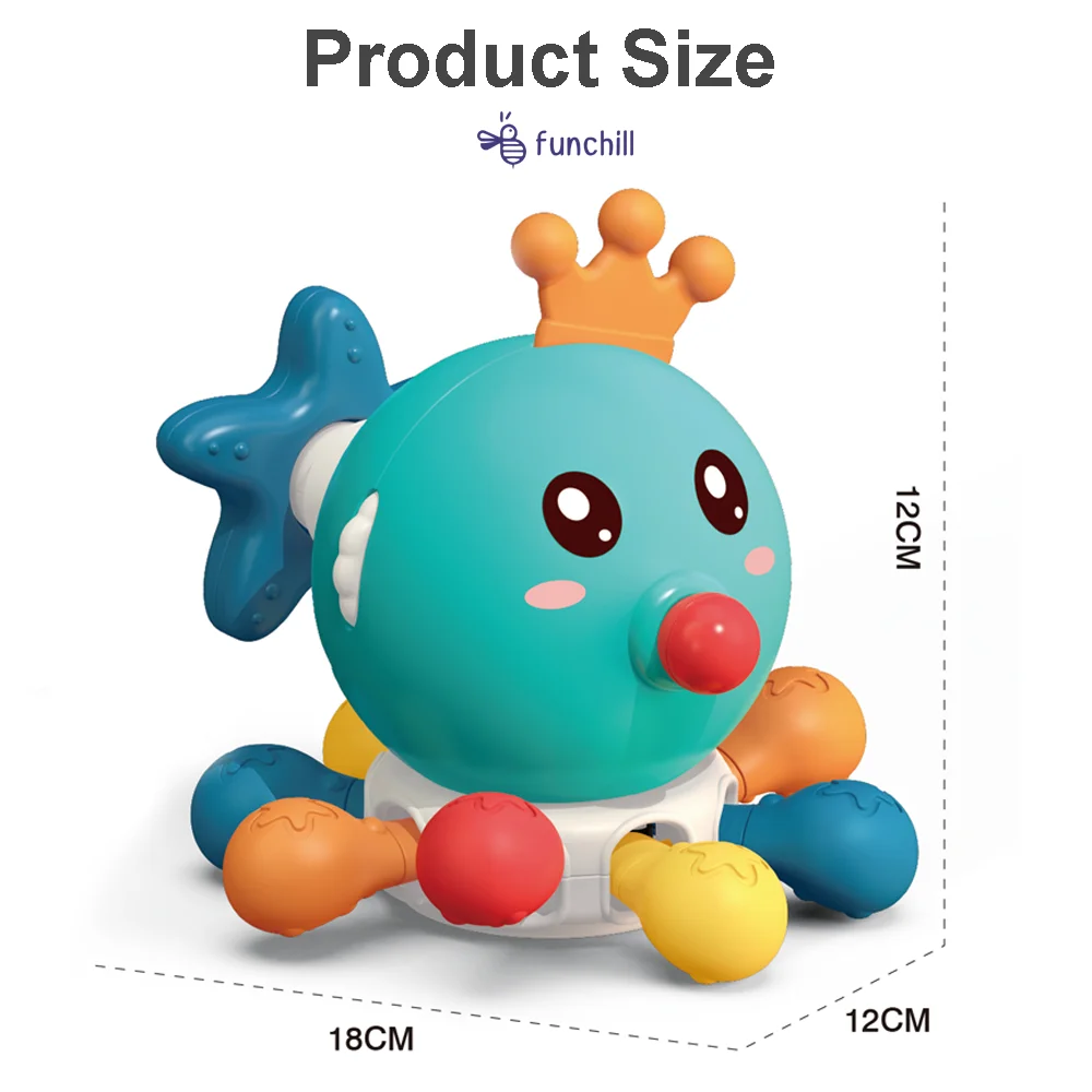 Chewing Out Teeth Octopus Rotating Music Irritable Baby 2024 Autism Feeling Educational Toy