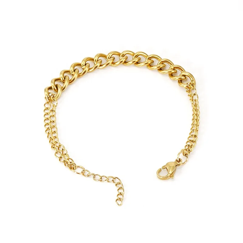 Fashion Joker 18K Gold Titanium Steel Chain Cross-Border European American Stainless Steel Bracelet Men Women Jewelry