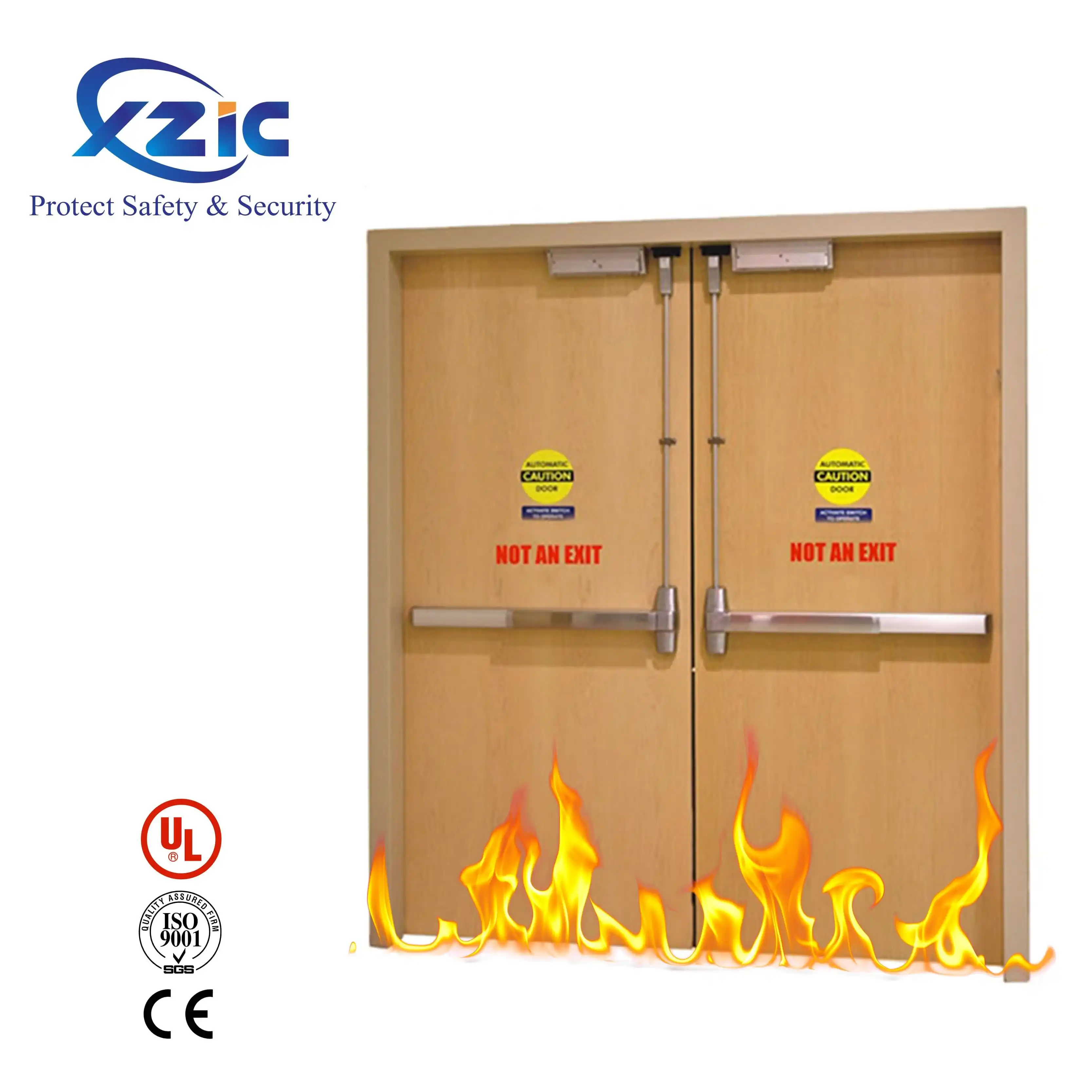 Cheap Fire Doors Internal Water Proof 4 Panel Fire Rated Wood Door Modern Commercial Interior Melamine Board Veneer Wood Door