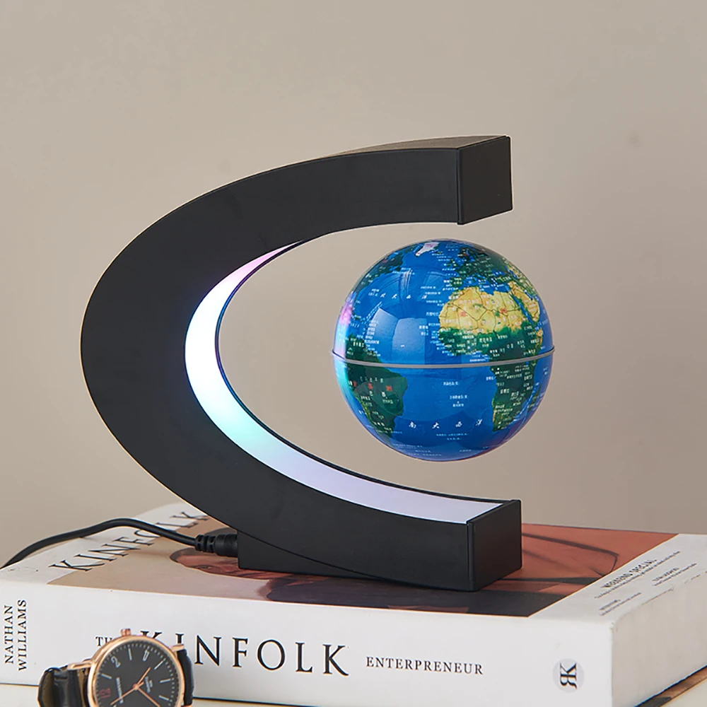 Novel and creative home decoration C-type magnetic levitation globe ornaments