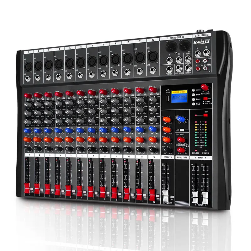 KAIKA CT12-5  Professional Audio DJ system 12-channel console Mixer MP3 audio mixer with screen film