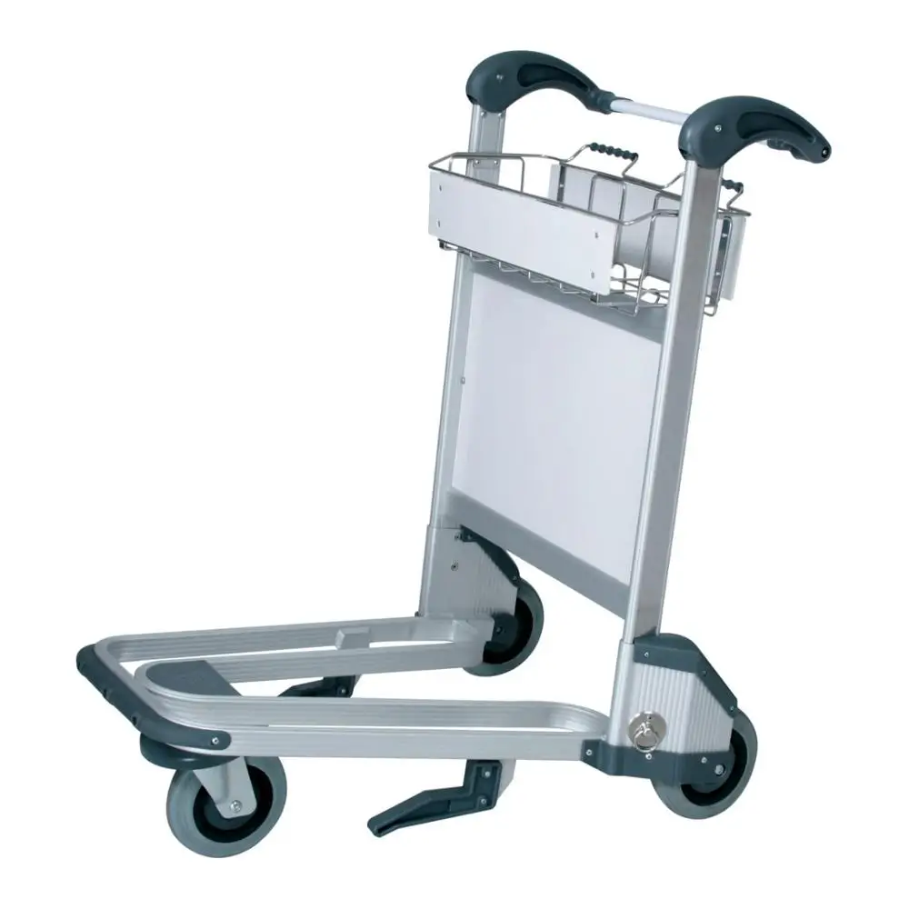 200kg Aviation Aluminium Passenger Baggage Hand Cart with Brake for Airport Luggage