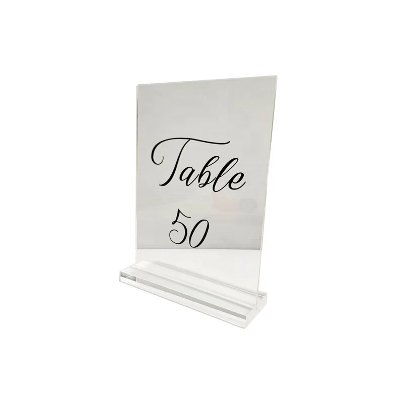 Clear Acrylic Menu Holder A5 Acrylic Sign Holder Table Stand With Table Number Printing