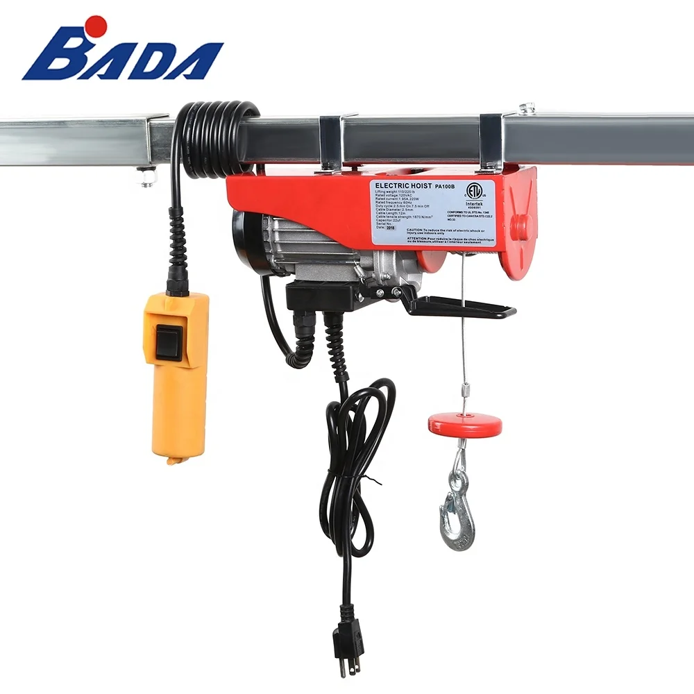 PA100B 110/220lb Capacity  Lifting Wire Rope Mini-Electric Hoist