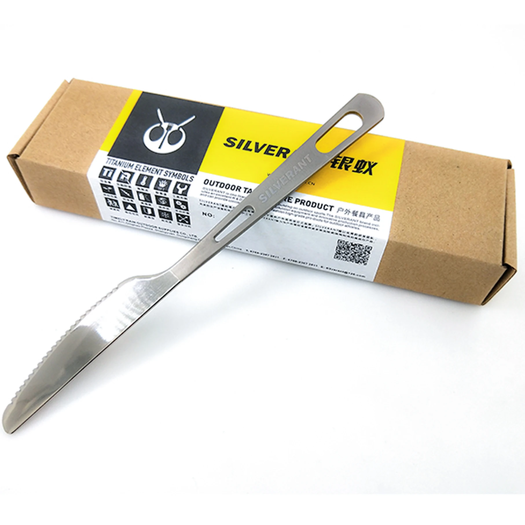 
High quality titanium outdoor knife semi-polished silverant 