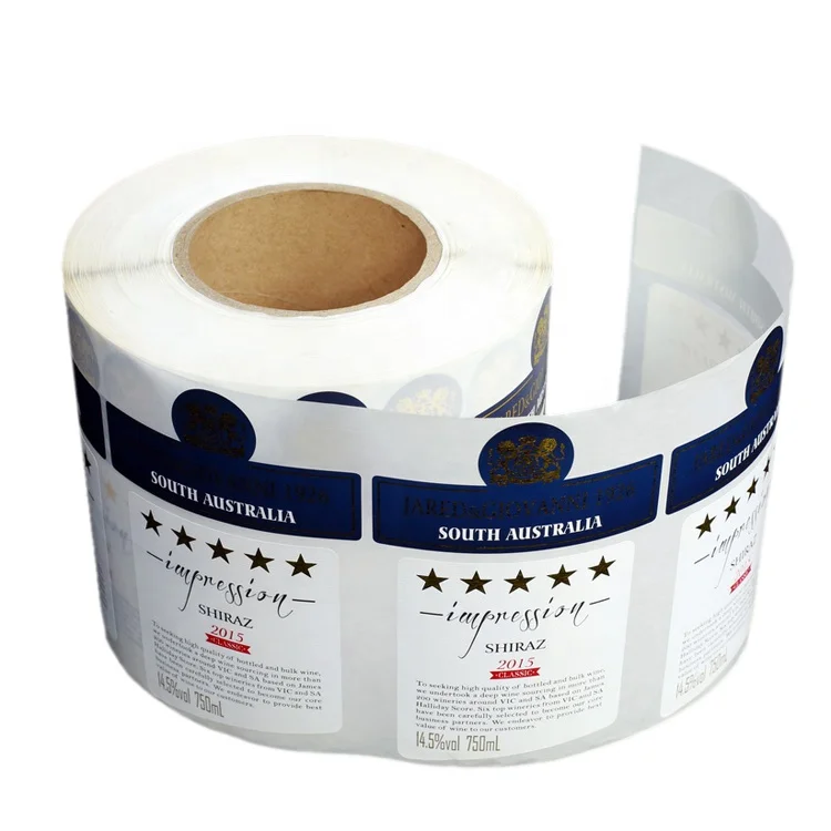 High Quality manufacturer custom design glass bottle sticker wine label logo printing