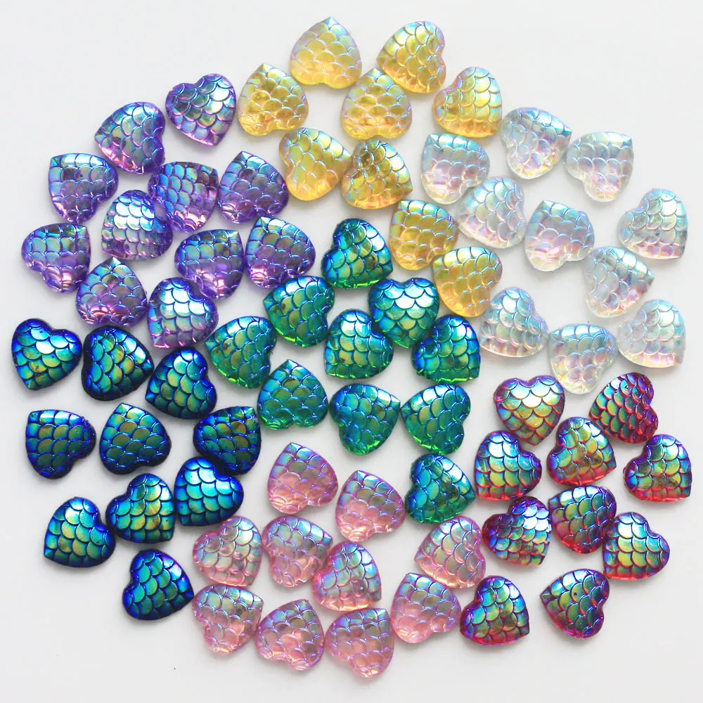 11 мм Разноцветные рыбные весы сердце плоская задняя Стразы Круглый Кабошон Украшение Скрапбукинг DIY ремесла