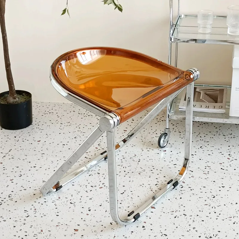 Most Creative Foldable Simple Chair Transparent ins Office Leisure Dining Chair Acrylic Makeup Stool with Customized Colors