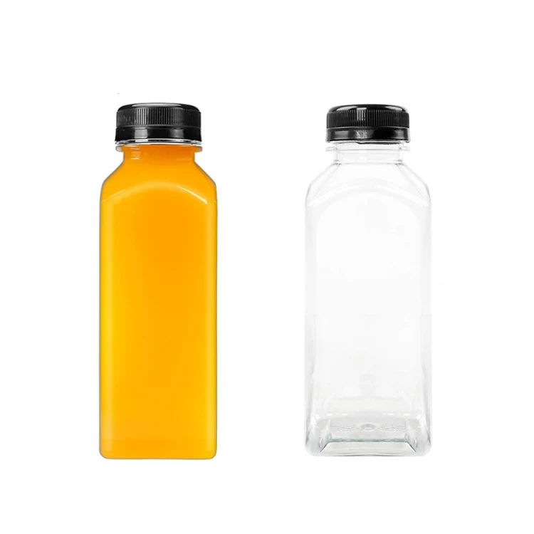 NH 8oz 12oz Empty Plastic Juice Bottles With Caps Reusable Transparent Bulk Beverage Containers With Black Tamper Evident Lids