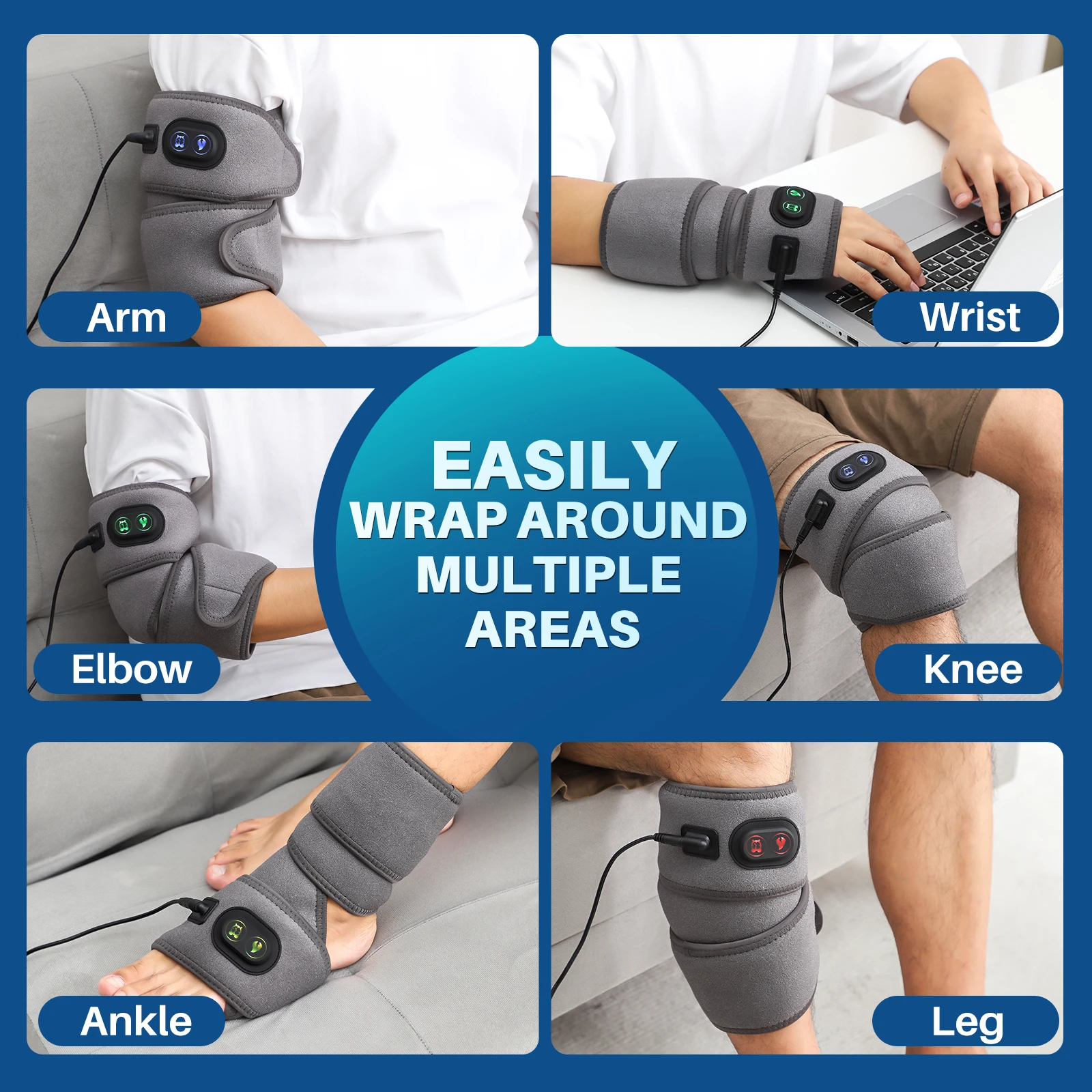 Hot Compress Electric Heating Pad Wrap for Pain Relief Wrist Arm Elbow Leg Ankle Knee Warmer Massage Belt