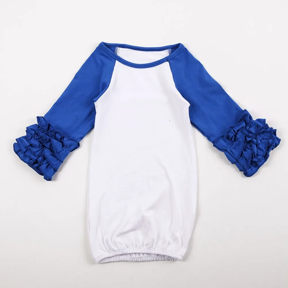 
CFP C088 RTS Raglan Ruffle Sleeve Gown Full Cotton Newborn Baby Girl Ruffle Raglan Baby Gowns 