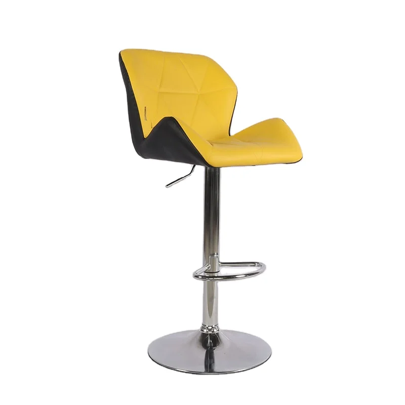Fashion Swivel High Bar Stools PU Seat Iron Base Lifting Adjustable Leg Rest Modern Bar Chair