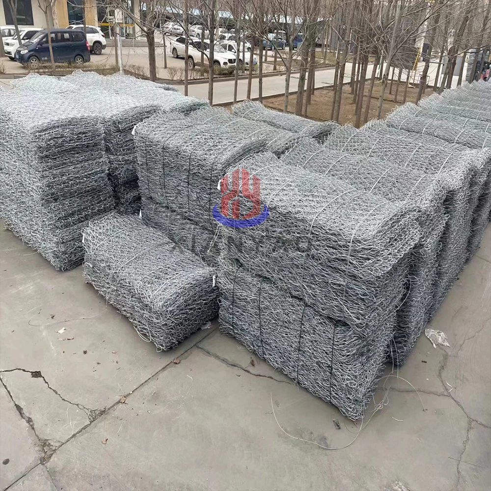 Auto Machine Woven Hexagonal Galvanized / PVC Coated 4 x 1 x 1 Stone Basket Gabion Box For Wire Fencing