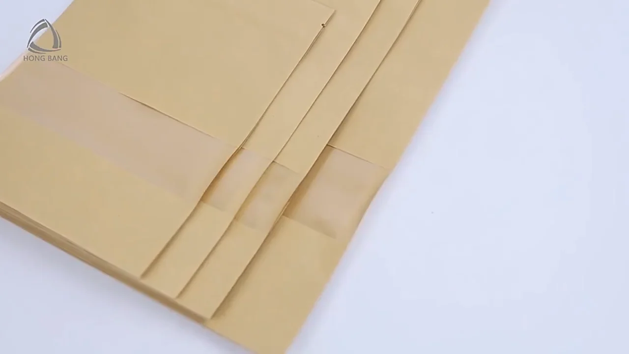 wholesale food packaging doypack stand up pouch plain brown kraft paper bag with clear window and zip lock for tea snack
