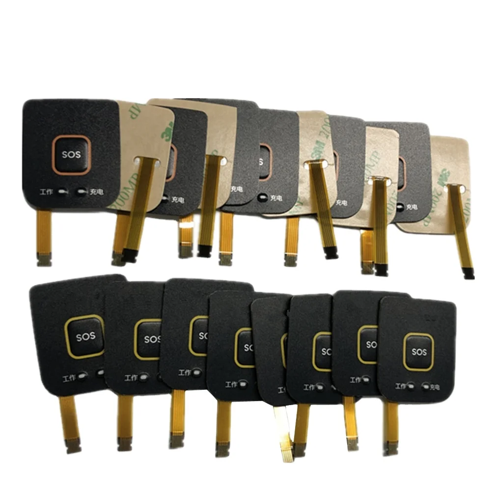 SOS one button pc keyboard two LEDs FPC circuit lexan keypad membrane panel cover for Car and Distress System Products
