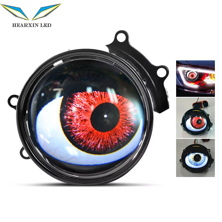 HearxinLED Demon Eyes Led Headlights Lens 3.0 Inch Bi Led Projector Car Bulbs Eagle Eye Light Car Light Accessories