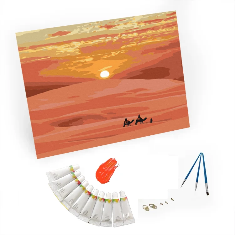 Art Wall Decor Diy Desert camel Scenery Painting By Numbers Customized Popular Picture Acrylic Paint By Numbers For Adults