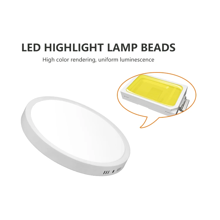 Energy Saving Indoor Lighting School Hospital Aluminum Surface Mounted 6w 12w 18w 24w Round Led Panel Light