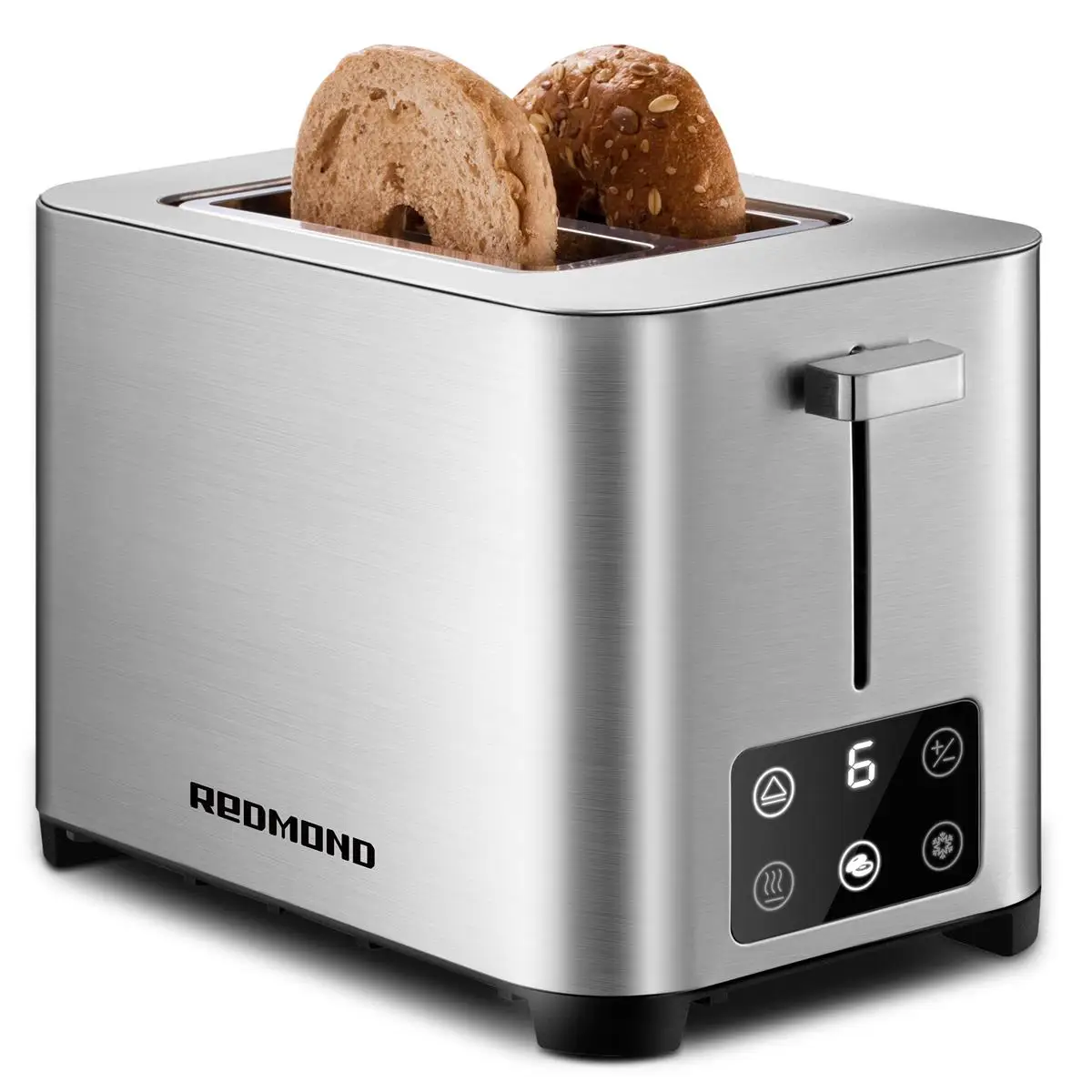 Stainless Steel Touch Screen Toasters Multifunction 2 Slice Electric Bread Toaster Retro Long Slot Toaster