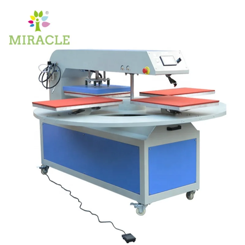 Pneumatic Heat Press Machine 4 Working Station 38x38 Automatic Rotating Fast Printing T shirt Heat Transfer Machines