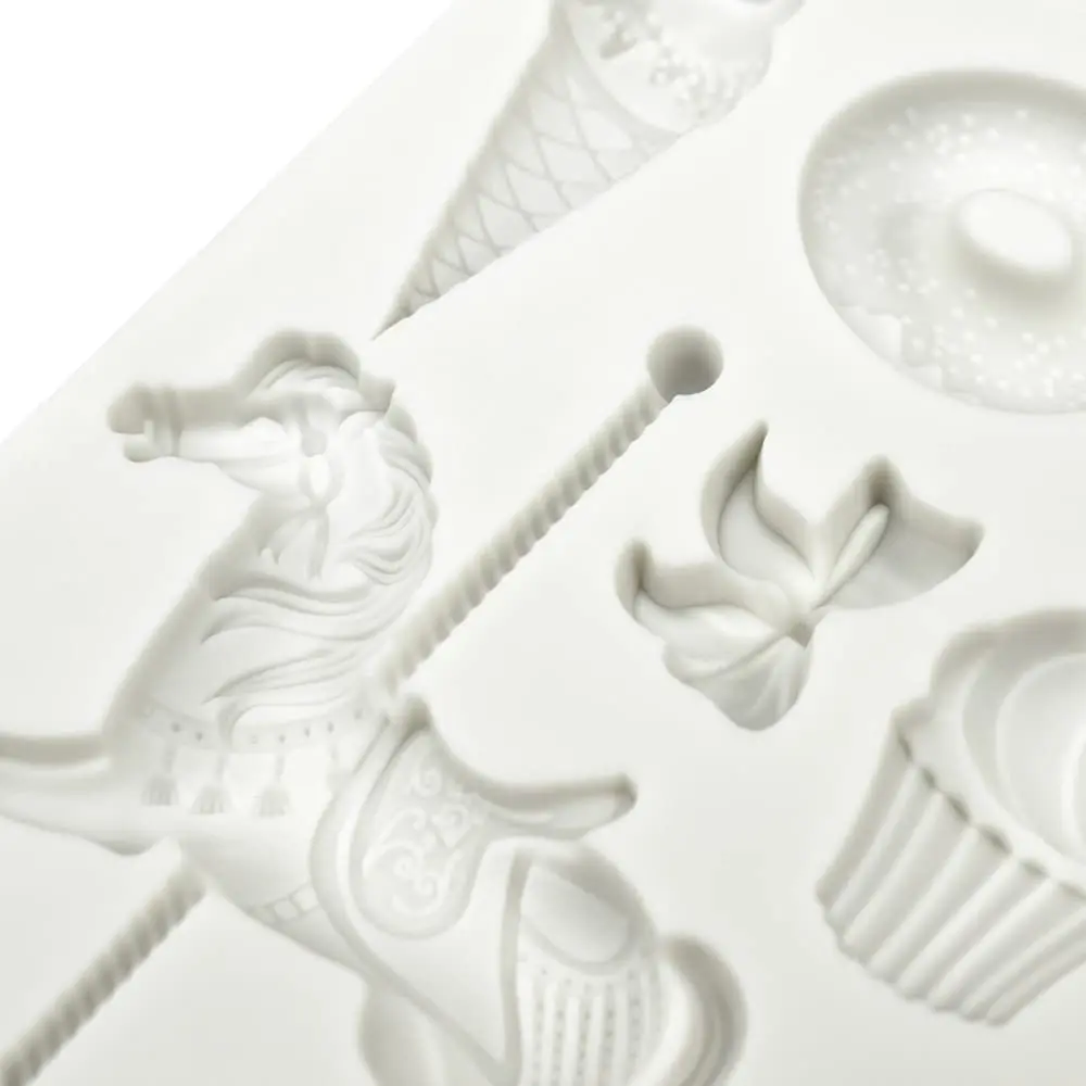 Food-grade fondant Silicone Mold Carousel Ice Cream Bar Ice cream Cone Cake Mold DIY chocolate dessert silicone resin mold