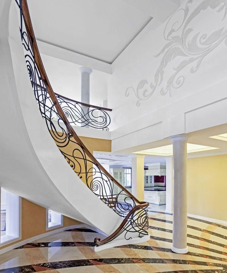 Лестница из кованого железа, балконные лестницы, перила, внутренние лестничные перила, конструкция железа, сталь, 3D модель, дизайн, традиционный NPSC62