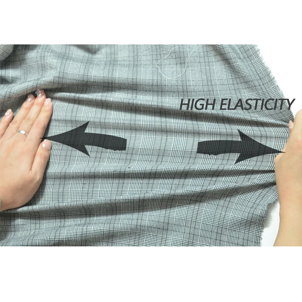 Sunplustex woven viscose/nylon spandex 30S check yarn dyed stretch bengaline gingham fabric for pant suit blazer uniform skirt