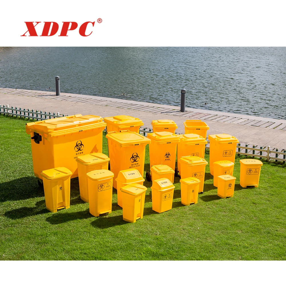 Hospital medical plastic waste container dustbin with wheel