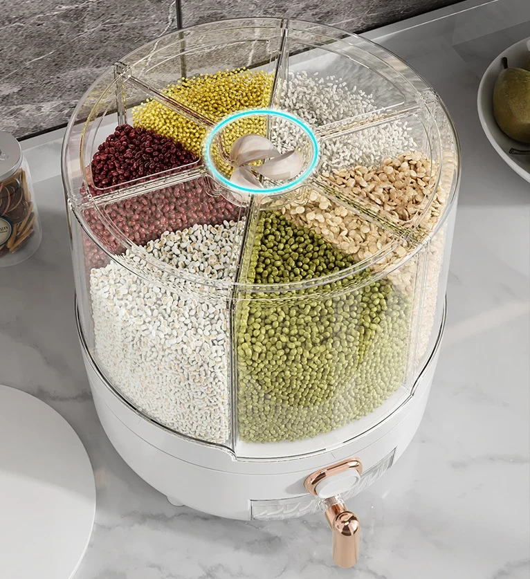 High Quality Rice Dispenser Storage Box Container Grain Organizer with Measuring Cup