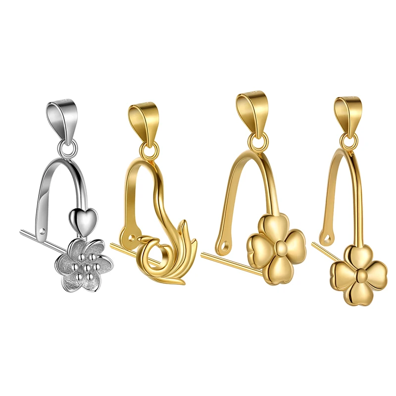 Wholesale DIY Necklace Pendant Buckle Clasp Accessories Jade Gold Plated 925 Sterling Silver Buckle Jewelry Components