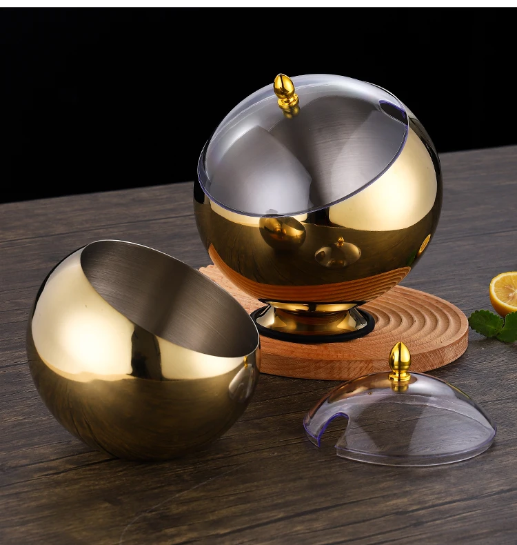 Stainless Steel Self-Service Tableware Hot Pot Restaurants Commercial Oblique Sauce Circular Bowl Spicy with transparent Lid