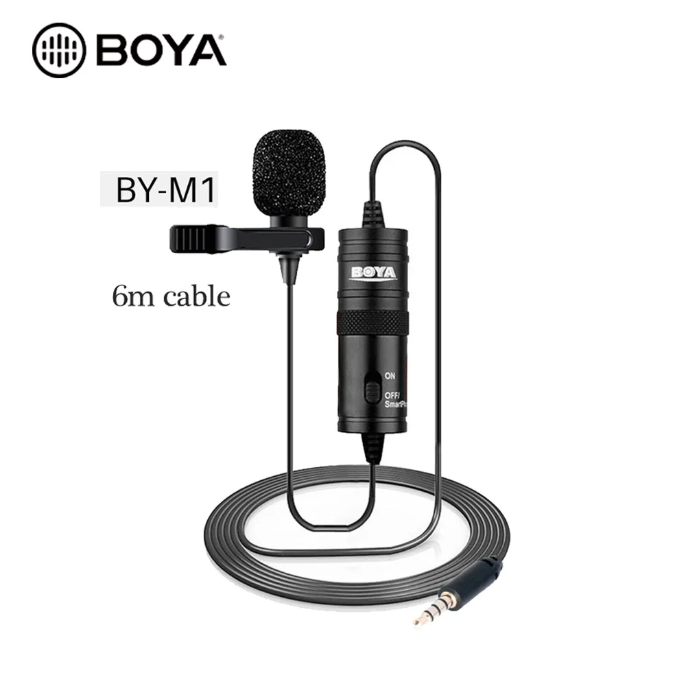 Петличный конденсаторный микрофон BOYA by-M1 3,5 мм, микрофон с ветровым стеклом для смартфонов, камер DSRL