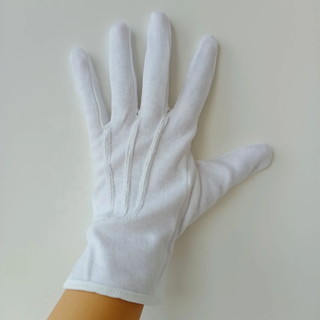 Customized White Cotton Gloves Tuxedo Guard Labor Reusable Pure Cotton Knitted Safety Work Glove for Working Chinese Cheap glove