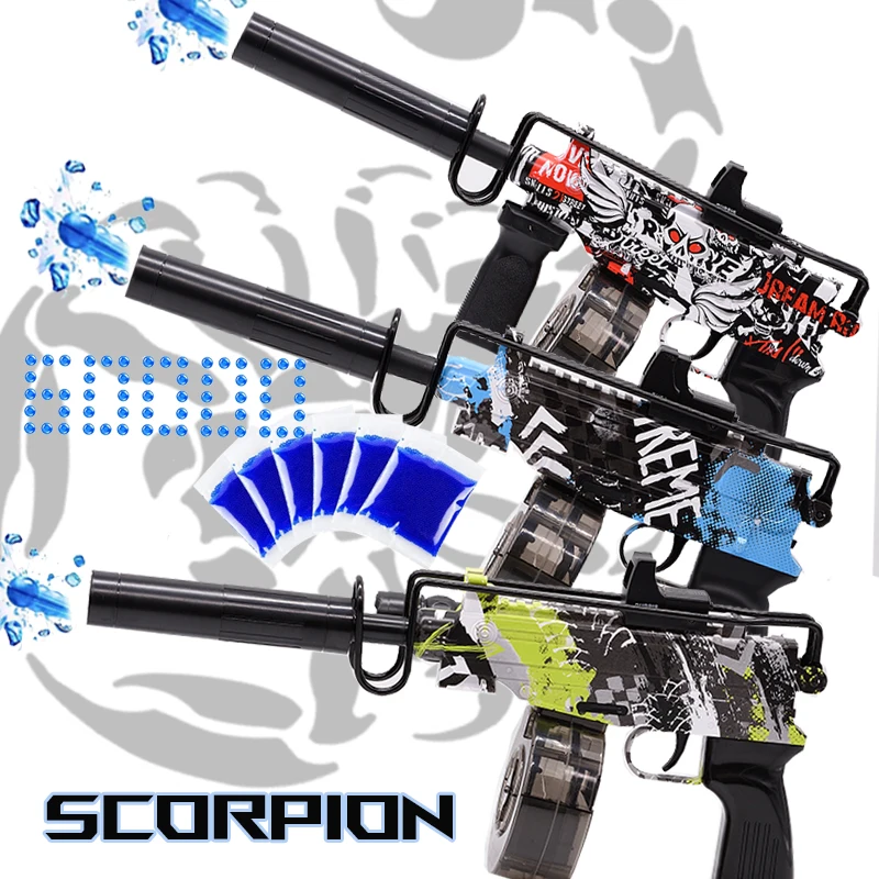 2022 Amazon Hot Sell Customized Skin 60000 Gel Beads Electronic Scorpion Pistol Gel Ball Blaster  Splatter Ball Toys