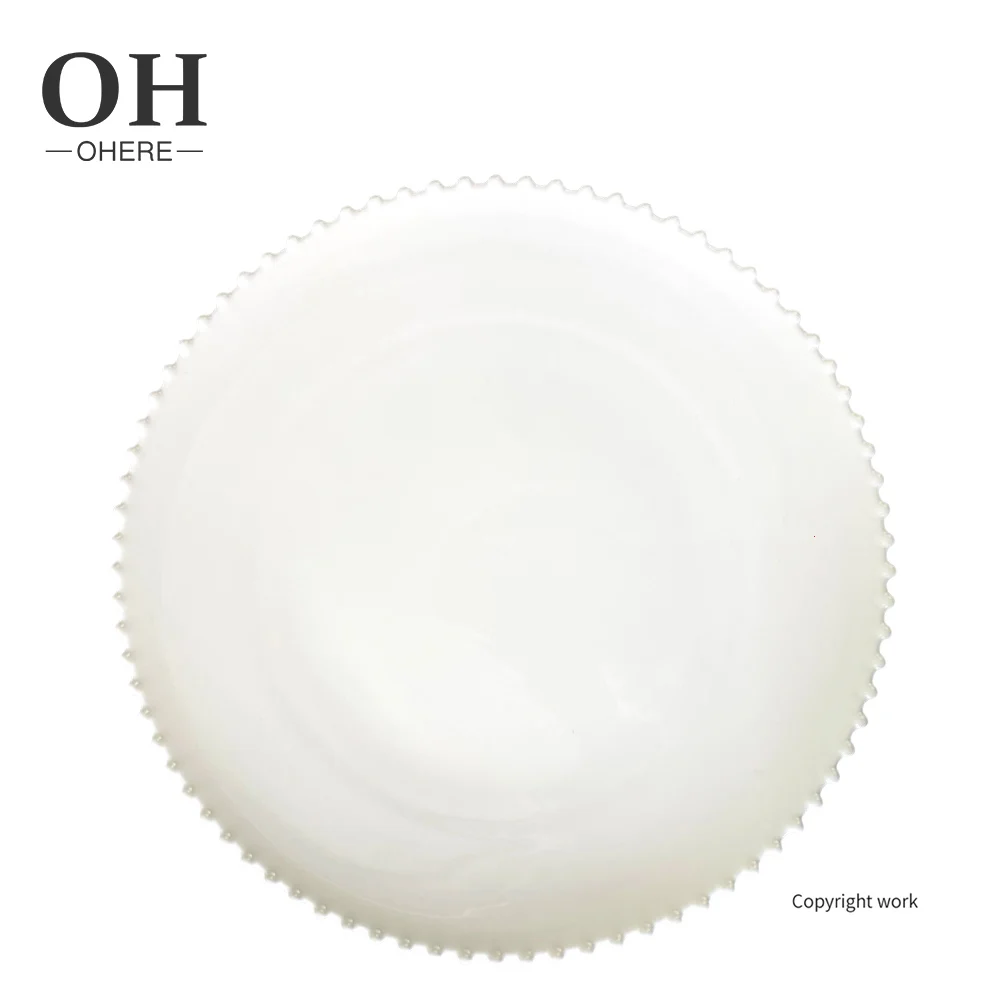 luxury white round beads decoration dishes plates dinnerware set porcelain dinnerware bone china ceramic for wedding and rental