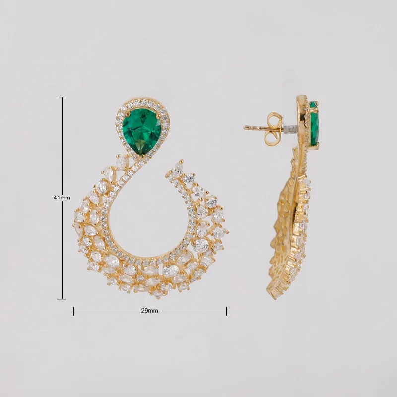  luxury fine stud chunky crystal diamond 925 sterling silver wholesale saudi gold jewelry