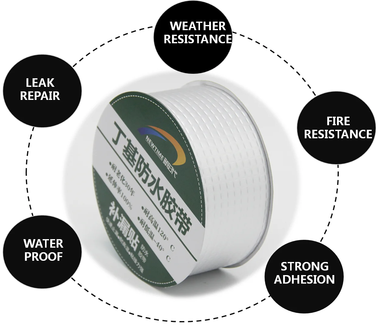 Strong Adhesion Aluminum Butyl Tape Waterproof Adhesives Leak Repair Tape for Pipe RV Awning Sail Roof Window Sealing