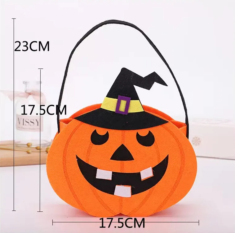 Factory Price Die Cut Felt Pumpkin Cand Bags for Halloween spooky decorations & costumes