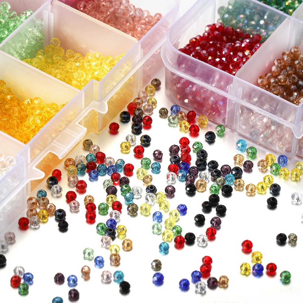 
3000pcs/3mm Box Set Faceted Shiny Czech Crystal Austria Seed Charm Glass Bicone Beads Loose Spacer Stone for DIY Jewelry Making 