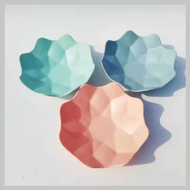 Round Octagonal Diamine Fruit Plate Colourful Fruit Plate Frosted Sundries Tray Coffee Table Decoration